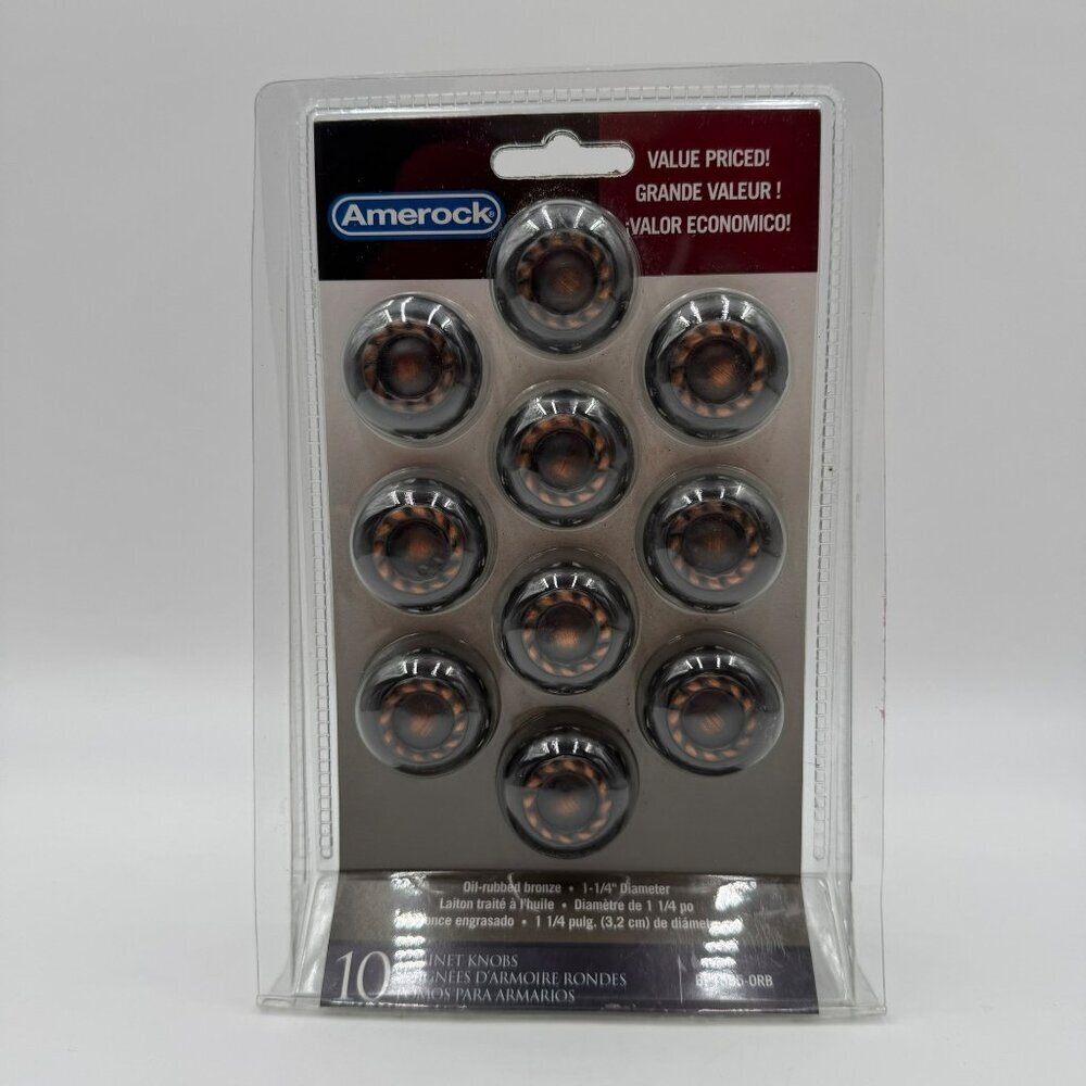 Amerock 10-Pack Oil-Rubbed Bronze Cabinet Knobs 1-1/4" Diameter New